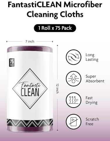 Fantasticlean Microfiber Cleaning Cloth Roll-75 Sheets, 12"x12"(DeepPurple) - Image 4