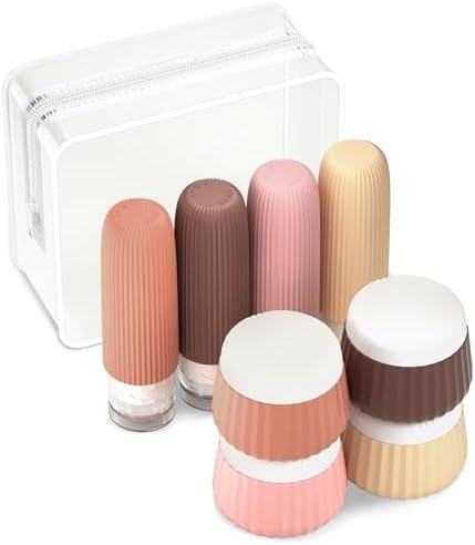 Mrsdry Travel Bottles 8 Pack, TSA Approved 3 oz Toiletries Containers, Leak Proof Silicone Squeezable Essentials Jars with Clear Bag by Mrsdry