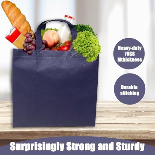 50pcs Reusable Grocery Bags with Handles Non Woven Shopping Tote Bags Bulk - Image 5