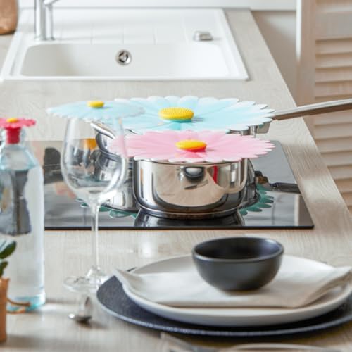 Charles Viancin - Daisy Silicone Lid for Food Storage and Cooking - 11''/28cm - Airtight Seal on Any Smooth Rim Surface - BPA-Free - Oven, Microwave, Freezer, Stovetop and Dishwasher Safe - Aqua - Image 3