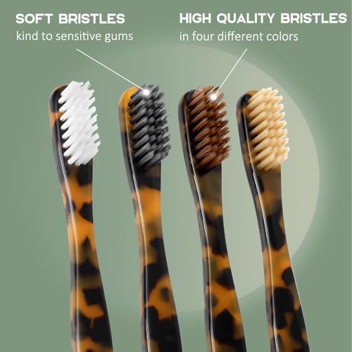 Isshah Plant-Based Cellulose Acetate Toothbrushes - 8 Pack - Tortoise - Image 5
