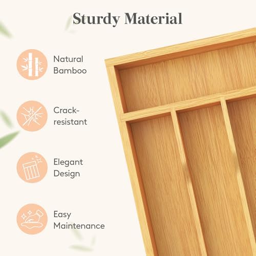 Lifewit Bamboo Silverware Tray for Drawer, 6.7 x 12 - Image 4