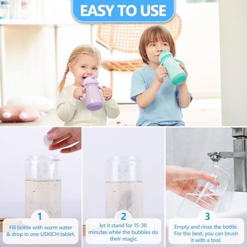 USKICH 48 Pack Water Bottle Cleaning Tablets,Water Bottle Cleaner Great for Stainless Steel, Thermos, Tumbler, Insulated and Reusable Water Bottles,Removes Stubborn Stains and Odors - Image 4
