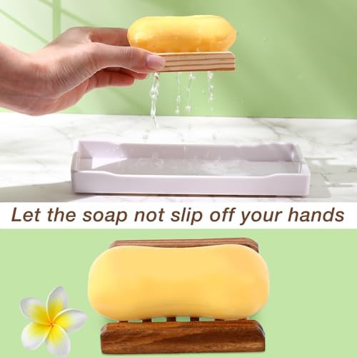 Amyhill 50 Pcs Bamboo Soap Dish Bulk Soap Holder Draining, Charcoal Color - Image 4