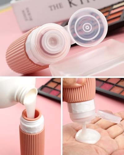 Mrsdry Travel Bottles - 8 Pack, TSA Approved 3 oz Travel Containers for Toiletries, Clear Bag, Leak Proof Silicone Squeezable Essentials Jars - Image 2
