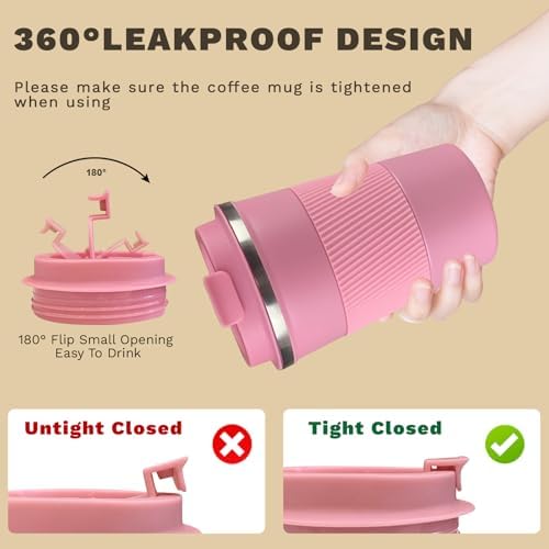 Stainless Steel Travel Coffee Mug with Lid, Vacuum Insulated Leak Proof Cup - Image 5