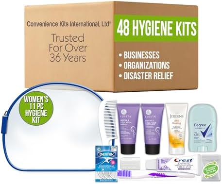 Convenience Kits International Women's 10-Piece Travel Hygiene Kit for Hotels, Shelters, Disaster Relief, Bulk (Pack of 48) by ConvenienceKitsInternational
