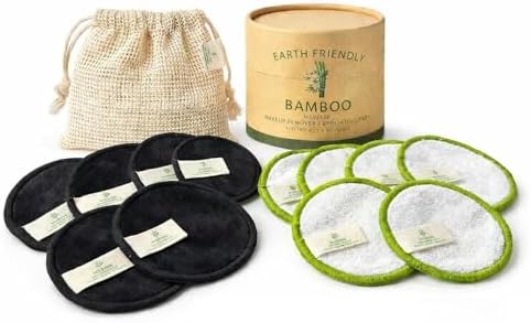 Reusable Bamboo Makeup Remover and Exfoliating Pads- Eco-Friendly, Reusable and Washable Facial Cleansing Pads (12 Pack) by Unknown