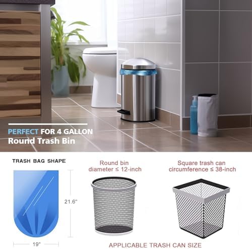 Small Trash Bags 4-6 Gallon AYOTEE Unscented Compostable Bags 100 Pcs Blue - Image 2