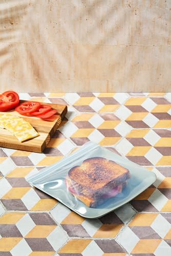 W&P Porter Silicone Reusable Storage Bag, Sandwich (34oz Flat), Sage, Food Storage Container, Microwave and Dishwasher Safe, Easy Cleaning - Image 2