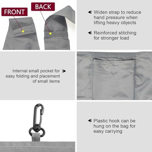 HOLYLUCK Reusable Grocery Bags,Heavy Duty Foldable Shopping Tote Bag (Extra Large, 3 Large Grey) - Image 3