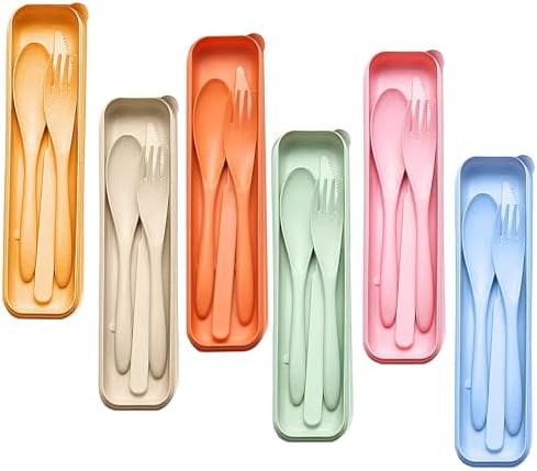 Wheat Straw Portable Cutlery Set 6pk Knife Fork Spoon with Storage Case by Unknown