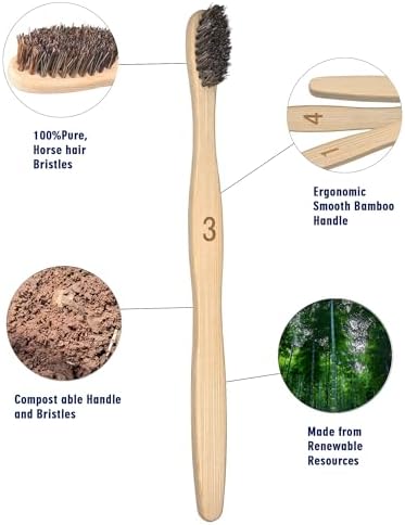 Natural Horse Bristle Bamboo Toothbrush 10 Pack Adult - Image 7
