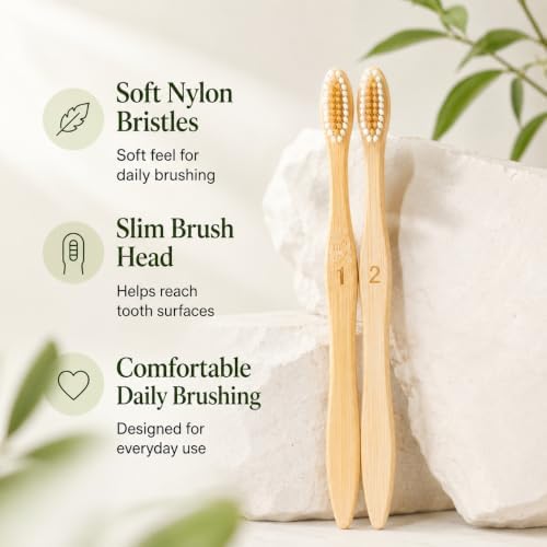 Bamboo Toothbrushes 10 Pack - Soft Nylon Bristles, Numbered - Image 4