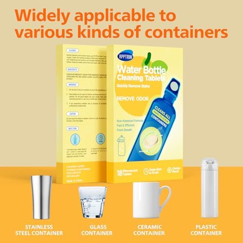 Water Bottle Cleaning Tablets, 18 Pack Bottle Clean Tablet Hydration Bladder Cleansing Tablets for Hydration Bladder, Water Bottle, Individually Packed, Orange Flavor - Image 6
