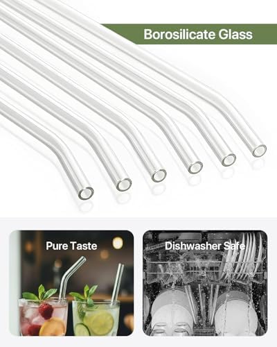 Glass Straws, 18-Pack Reusable Clear Glass Drinking Straws Set - Image 5