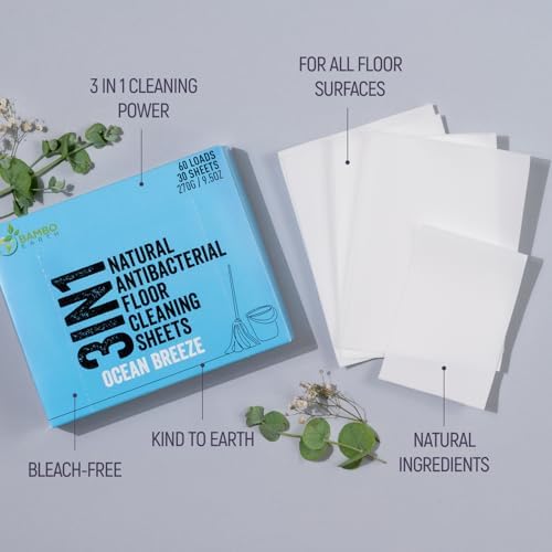 30 Pcs All Natural Floor Cleaner Sheets - Biodegradable And Dissolvable Multipurpose Mopping Concentrated Floor Cleaning Soap Detergent Strips, Mess Free Water Soluble Fast Dry Eco Friendly (Ocean) - Image 2