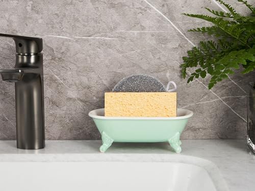 6.5" Mini Clawfoot Bathtub Soap Dish,Bar Soap Holder,Bright Teal - Image 4