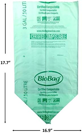 3 Gallon Compostable Food Scrap Bags by BioBag, 100 Count, BPI Certified, Meets ASTM D6400 Standards, Made in USA, Kitchen Trash Bin Liners - Image 6