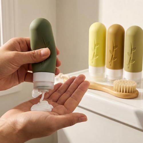 DEPOZA Travel Bottles Kit (16 Pack) - TSA Approved, Leak Proof Silicone Squeezable Containers for Toiletries. Complete Set with Jars, Sprayers & Bag (M-Green) - Image 3