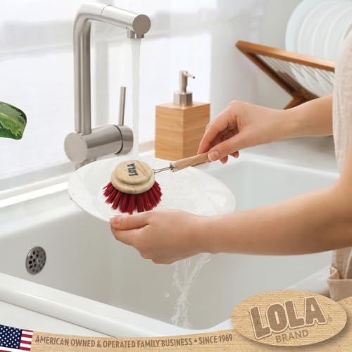 LOLA -The Original - Dishwashing & Vegetable Brush, 6 Pack, Hardwood w/Poly Fiber Bristles, Reusable, Sustainable, Has EZ-Grip Handle - Image 3