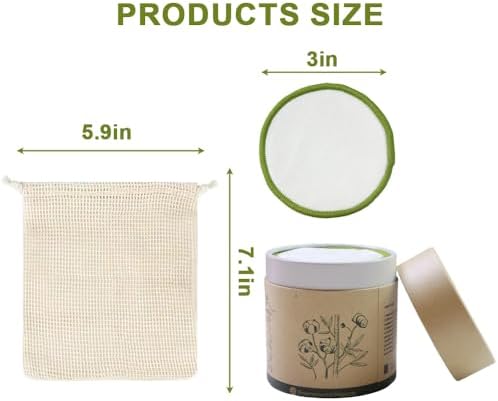 28 Pack Reusable Cotton Rounds with Washable Laundry Bag and Round Box|Travel Essentials for Skincare, Makeup Remover Pads and Storage|Reusable Makeup Remover Pads - Image 4