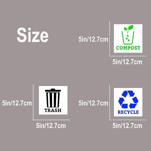 Trash Recycle Compost Stickers Set of 3 Recycle Sticker Vinyl Decal for Recycle Bin, Compost Bin, Trash Can Symbol to Organize Garbage containers Trash Can (Recycle&Trash&Compost White, 5x5inch) - Image 4