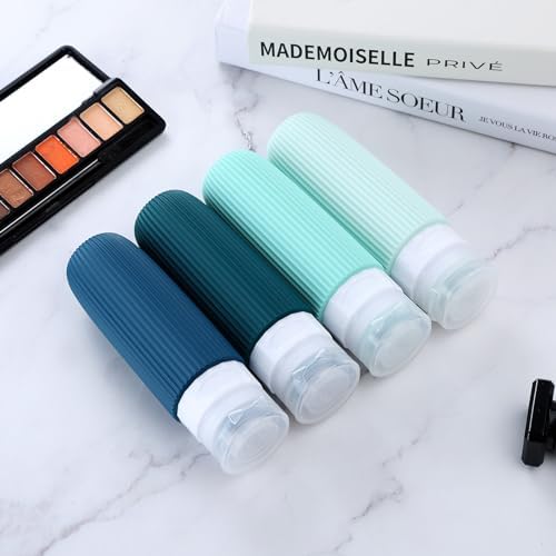 Mrsdry Travel Bottles for Toiletries, Tsa Approved 3oz Portable Travel Bottles, BPA Free Leak Proof Squeezable Silicone Travel Size Containers, Travel Accessories with Clear Toiletry Bag (4 Pack) - Image 5