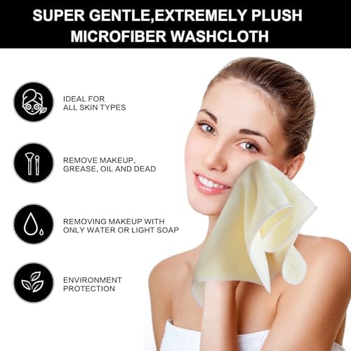 SINLAND Microfiber Facial Cloths Fast Drying Washcloth 12inch x 12inch Absorbent Face Wash Cloth Soft Makeup Remover Cloths - Image 4