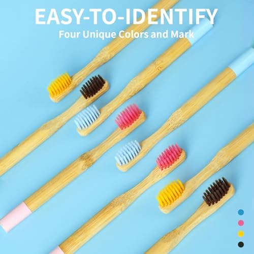 GENKENT 8 Counts Kids Bamboo Toothbrushes BPA Free Soft Bristles Travel Tooth Brush Natural Charcoal Toothbrush - Image 5