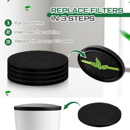 Pangda 4 Pack Oval-Shaped Charcoal Filters for Compost Bucket Countertop Bin Pails in Indoor, Activated Charcoal Filter Dimensions Approx 6-1/2 x 5 Inches 3/8 Inch Thick - Image 4