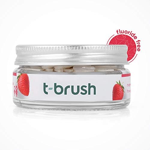 T-brush Whitening Travel Toothpaste Tablets Natural Ingredients, SLS Free, Gluten Free, Cruelty Free, Eco Friendly Packaging, Vegan - Strawberry Fluoride Free - 90 Tablets - Image 4