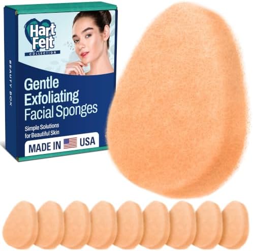 HartFelt [10 Pack] Gentle Exfoliating Facial Sponge for Face - Daily Cleansing Scrubber - Buf Dirt Away with Puf styled Reusable Face Pads for Removing Makeup, Dirt, and Dead Skin by HartFelt