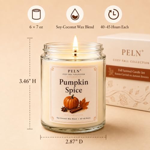 PELN Fall Scented Candles, 6 Pack Soy Candles for Home, Autumn Gift Set - Image 4