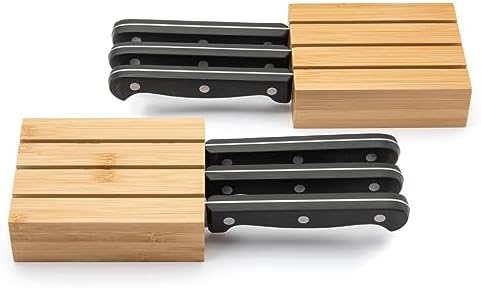 Purawood Premium Bamboo Knife Block Inserts – 2 Pack – Compatible Expandable Drawer Organizer & Utensil Organizer, Cutlery Tray with Dividers for Kitchen Utensils & Flatware (Natural)… by PURAWOOD