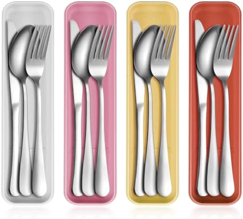 Yinkin 4 Pack Travel Silverware Set with Case for Lunch,Orange by Yinkin