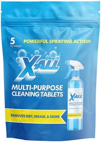 X-ALL Multi-Purpose Cleaning Tablets – Streak-Free Shine and Deep Cleaning Tablet for Home on All Surfaces, 5x Tablets Only by X-ALL