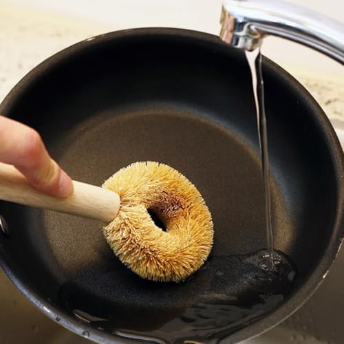 SUPVOX Natural Coconut Fiber Kitchen Pan and Bowl Cleaning Brush with Wooden Handle, Oil-Resistant Pot Scrubber for Home Dishwashing and Kitchen Cleaning - Image 6