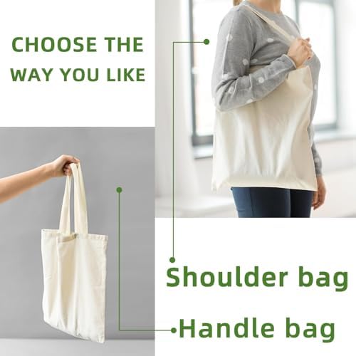 HECTOLIFE 6/12/24/48/ 96 Pack Canvas Tote Bags,Reusable Blank Canvas for Shopping Bags - Image 5