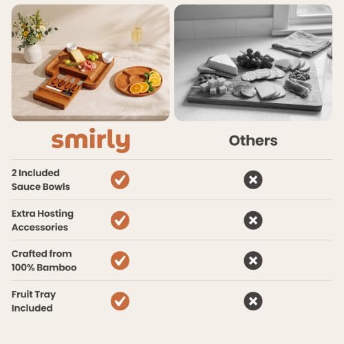 SMIRLY Charcuterie Board Set with Serving Accessories, Bamboo Brown - Image 6