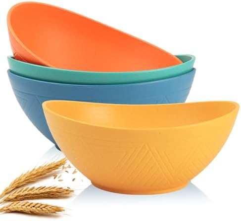 Homienly 9.6 inch Serving Bowls, Large Serving Dishes for Wedding Parties, 60 OZ Centerpiece Serving Bowls for Salad, Popcorn, Pasta, Dinner, Oval Shape, Microwave & Dishwasher Safe, Set of 4, Multi by HOMIENLY