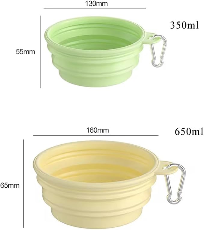 Collapsible Dog Bowl, Portable Silicone Pet Bowl with Clip for Travel, Hiking, and Outdoor Use (Green) (Green)