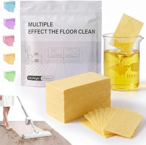 2026 Multi-Effect Floor Clean Tablets, 100 Piece Floor Cleaning Tablets Multi-surface Cleaner, All Purpose Floor Cleaning Solution Tablets for Hardwood, Tile, Vinyl Floors, Laminate (Yellow, 100PCS) by Unknown
