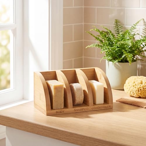 Shampoo Bar Holder Multi Bar Soap Dish, Bamboo, 6.3 x 3.3 x 3.1 Inch - Image 6