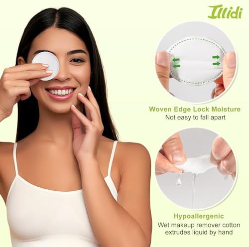 Boxed 100% Cotton Rounds for Face (150), Dual-Texture, Soft, Lint-Free Makeup Remover Pads, Hypoallergenic, Highly Absorbent - Image 3