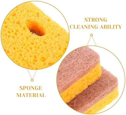 Uonlytech Natural Sisal Scrub Cloth 6pcs 2.0cm Thick Cellulose Cotton Dish Sponges Multi-Function Kitchen Cleaning Supplies for Wok and Dishwashing - Image 3