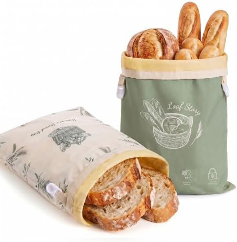 Beeswax Sourdough Bread Bags for Homemade Bread, XL Reusable Bags, 2 Pack by Holismo