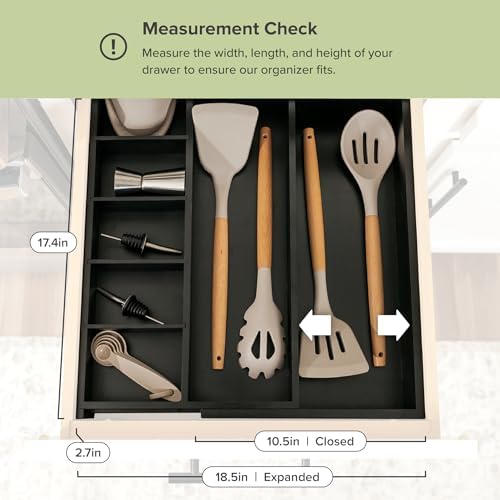 KitchenEdge Utensil & Junk Drawer Organizer, 10.5-19 in, Black Bamboo - Image 4