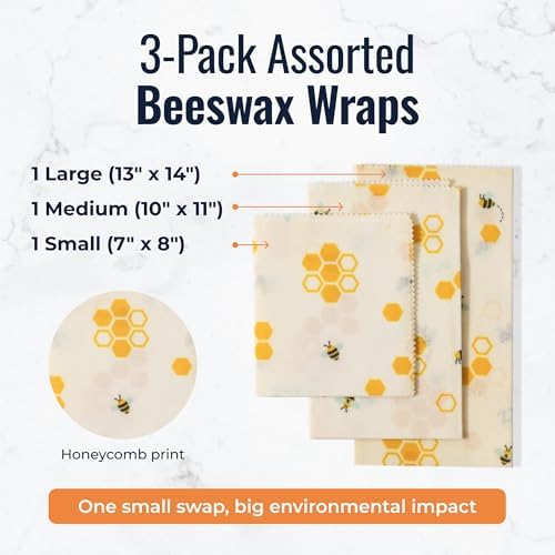 Beeswax Wraps, Cotton Food Storage Set, Honeycomb - Image 4