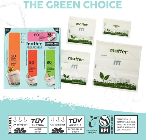 Matter Compostable Resealable Bags, Snack, Sandwich, Quart, Gallon 230 Ct - Image 6